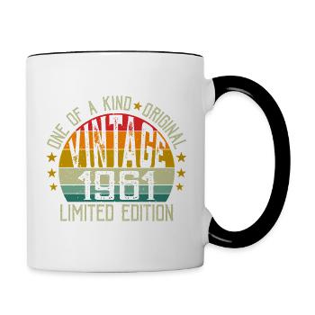 Jahrgang Jahrgang 1961 Retro Geburtstagsgeschenk 1961 - Tasse zweifarbig - Weiß/Schwarz - Rechts