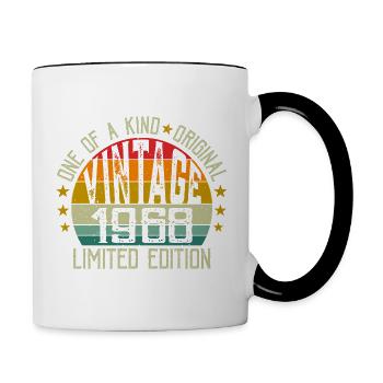 Vintage Né en 1968 Rétro Cadeau Anniversaire 1968 - Mug contrasté - blanc/noir - Droite