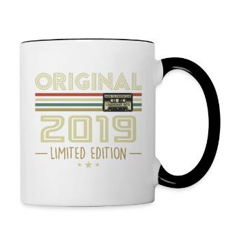 Jahrgang 2019 Original Vintage Retro Geburtstag - Tasse zweifarbig - Weiß/Schwarz - Rechts