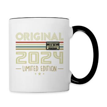 Vintage 2024 Original Vintage Retro Geburtstag - Tasse zweifarbig - Weiß/Schwarz - Rechts