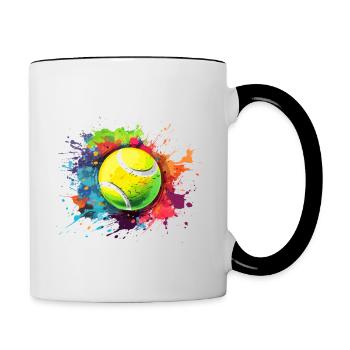 Tennis Ball Tennis Paint Splash Color Splash - Contrasting Mug - white/black - Right