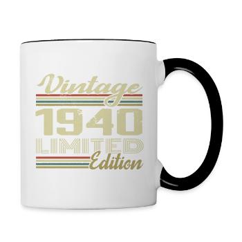 Anniversaire 84 Ans Millésime 1940 Cadeau 1940 - Mug contrasté - blanc/noir - Droite
