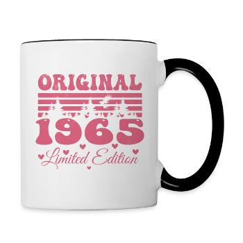 59. Geburtstagsgeschenk 1965 Frau | Geboren 1965 - Tasse zweifarbig - Weiß/Schwarz - Rechts
