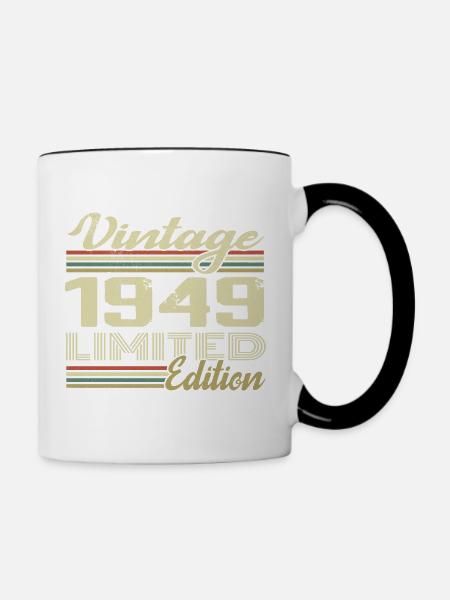 Geburtstag 75 Jahre Jahrgang 1949 Geschenk 1949 - Tasse zweifarbig - Weiß/Schwarz