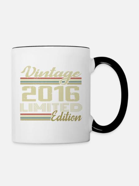 Jubiläum 8 Jahre Jahrgang 2016 Geschenk 2016 - Tasse zweifarbig - Weiß/Schwarz