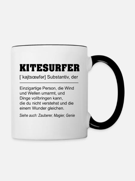 Kitesurfer Definition - Tasse zweifarbig - Weiß/Schwarz
