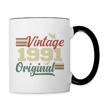 Vintage 1991 Cadeau Anniversaire 1991 Retro - Mug contrasté - blanc/noir - Droite