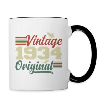 Vintage 1934 Cadeau Anniversaire 1934 Retro - Mug contrasté - blanc/noir - Droite