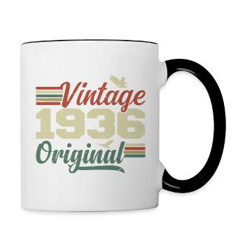 Vintage 1936 Retro 1936 Anniversary Gift - Contrasting Mug - white/black - Right