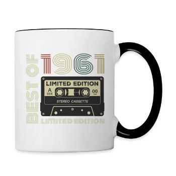 Millésime 1961 - cadeau d’anniversaire rétro 1961 - Mug contrasté - blanc/noir - Droite