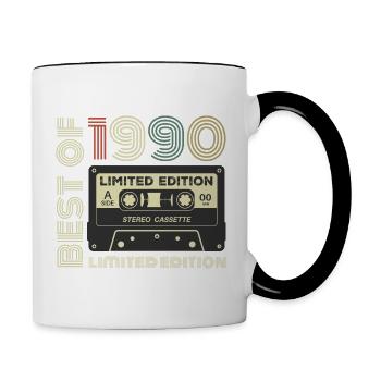 Vintage 1990 - 1990's Retro Birthday Gift - Contrasting Mug - white/black - Right