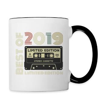 Millésime 2019 - cadeau d’anniversaire rétro 2019 - Mug contrasté - blanc/noir - Droite