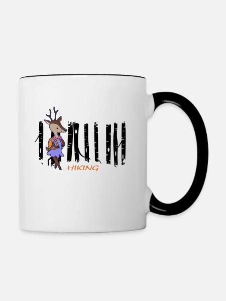 wandern Wanderschuhe wanderstock wanderfreunde - Tasse zweifarbig - Weiß/Schwarz