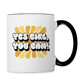 les filles, tu peux ! | Affirmations positives Femmes - Mug contrasté - blanc/noir - Droite