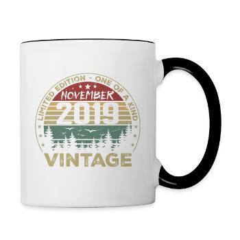 Novembre 2019 Cadeau Vintage - Né en Novembre 2019 - Mug contrasté - blanc/noir - Droite