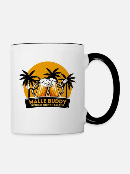 Malle Buddy Bierkönig - Tasse zweifarbig - Weiß/Schwarz