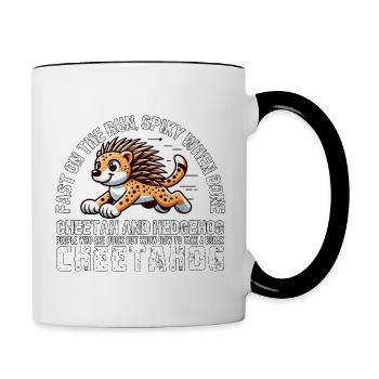FAST ON THE RUN, SPIKY WHEN DONE - CHEETA HEDGEHOG - Contrasting Mug - white/black - Right