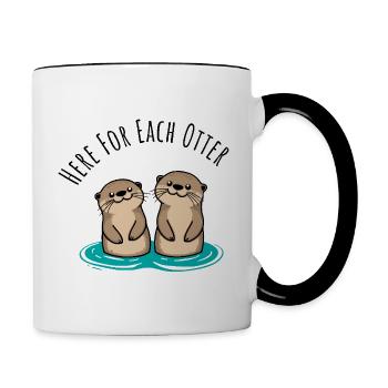 Here For Each Otter - Otter Best Friends Forever - Contrasting Mug - white/black - Right