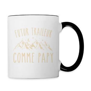 futur traileur cadeau garçon trail - Mug contrasté - blanc/noir - Droite