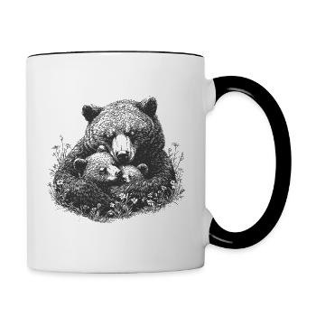 RETRO Maman Ours avec Bébé Ours Cadeau Fête des Mères - Mug contrasté - blanc/noir - Droite