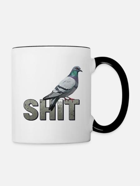 Taube Shit - Tasse zweifarbig - Weiß/Schwarz