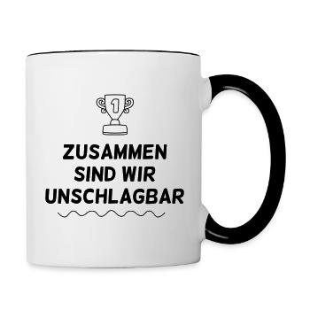 Teamgeist: Zusammen sind wir unschlagbar - Tasse zweifarbig - Weiß/Schwarz - Rechts