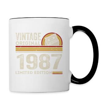 Vintage 1987 Cassette 1987 - 38e anniversaire 1987 - Mug contrasté - blanc/noir - Droite