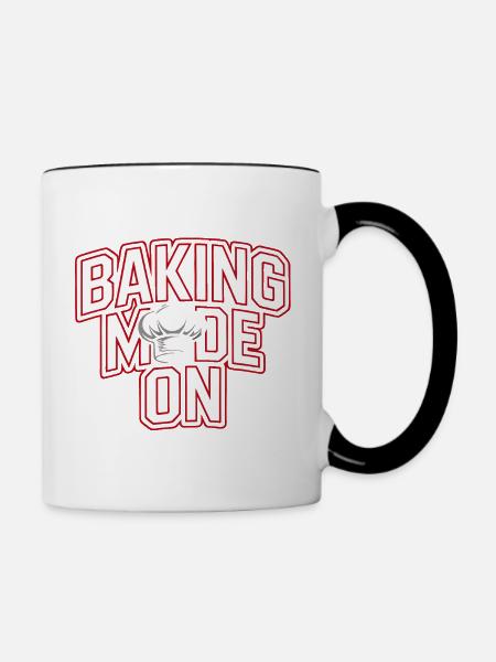 Backen Modus An - Kochhut Design - Tasse zweifarbig - Weiß/Schwarz