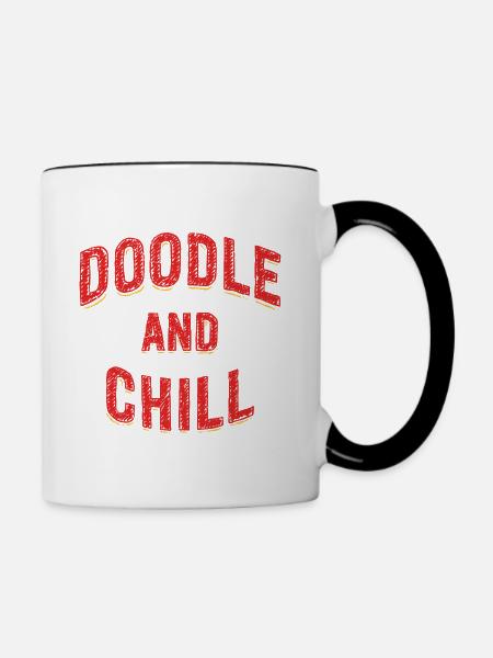 Doodle And Chill Kritzeln Zeichnung - Tasse zweifarbig - Weiß/Schwarz
