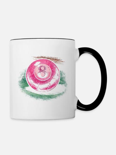 8-Ball Billard - Tasse zweifarbig - Weiß/Schwarz