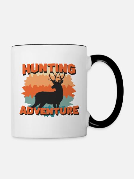 Jagdabenteuer-Hirsch-Silhouette - Tasse zweifarbig - Weiß/Schwarz