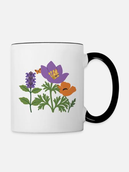 Mohn · Blumenstrauß · Gartenfreunde · Blumen - Tasse zweifarbig - Weiß/Schwarz