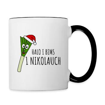 Halo I bims 1 Nikolauch - Tasse zweifarbig - Weiß/Schwarz - Rechts