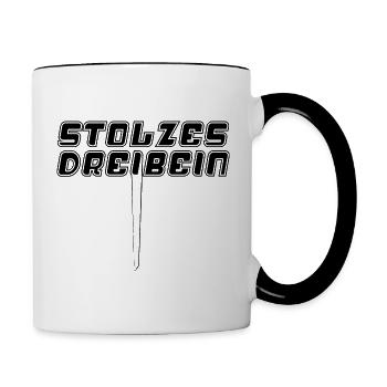 stolzes dreibein lustig macho anstößig geschenk - Tasse zweifarbig - Weiß/Schwarz - Rechts
