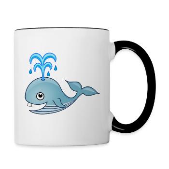 Wal, kleiner Wal, Blauwal, Babytiere, Meer, whale - Tasse zweifarbig - Weiß/Schwarz - Rechts