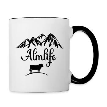 Alm Cow Mountains Mountain Tirol Suisse Bavière Alb Allgäu - Mug contrasté - blanc/noir - Droite
