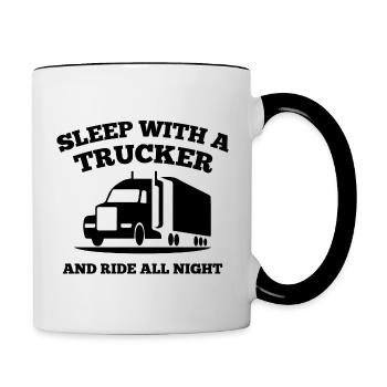 Dormir avec un camionneur et rouler toute la nuit - Mug contrasté - blanc/noir - Droite