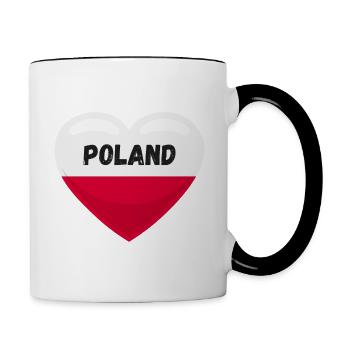 Poland Flag in heart shape - Contrasting Mug - white/black - Right