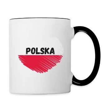 Poland Flag in heart shape - Contrasting Mug - white/black - Right
