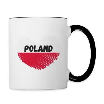 Poland Flag in heart shape - Contrasting Mug - white/black - Right
