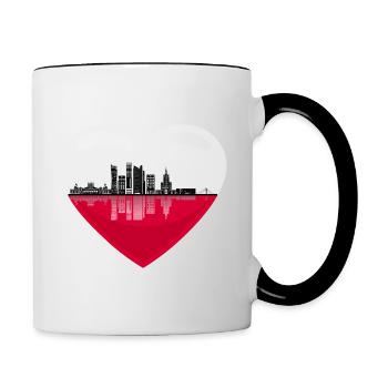 Poland Flag in heart shape Warsaw - Contrasting Mug - white/black - Right