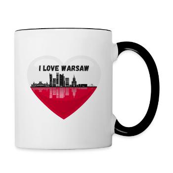 J’adore Varsovie, Pologne drapeau en forme de cœur - Mug contrasté - blanc/noir - Droite