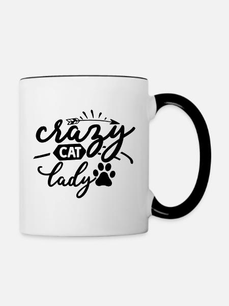 Crazy Cat Lady - Tasse zweifarbig - Weiß/Schwarz