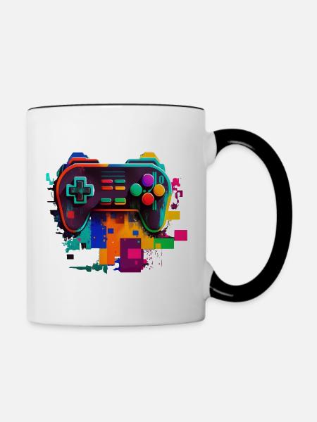 Retro Konsole - Tasse zweifarbig - Weiß/Schwarz