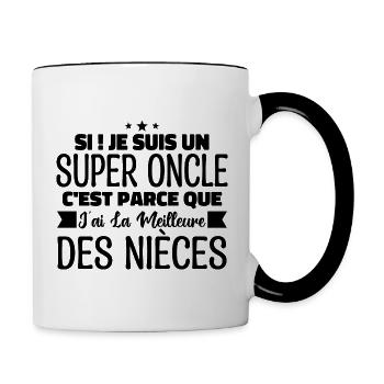 Super Oncle | Cadeau Famille Nièce Tonton Humour - Mug contrasté - blanc/noir - Droite