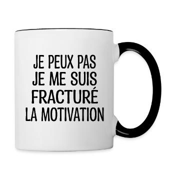 Je Peux Pas Je Me Suis Fracturé La Motivation - Mug contrasté - blanc/noir - Droite