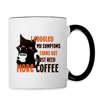 Googled symptoms more coffee cat Katze Kaffee - Contrasting Mug - white/black - Right