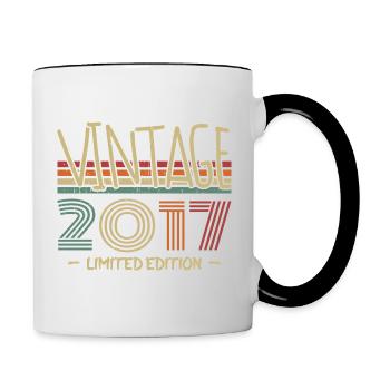 Vintage 2017 Retro Geburtstagsgeschenk2017 - Tasse zweifarbig - Weiß/Schwarz - Rechts