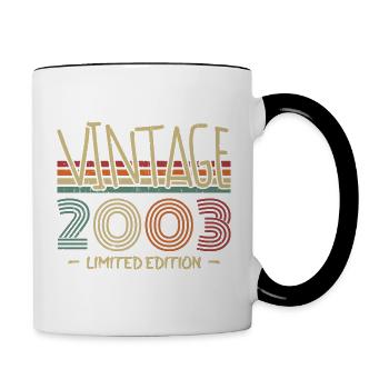 Jahrgang 2003 Retro 2003 Jubiläumsgeschenk - Tasse zweifarbig - Weiß/Schwarz - Rechts