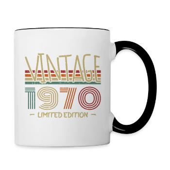 Vintage, 1970er Jahre, Retro, 1970er Jahre, Geburtstagsgeschenk - Tasse zweifarbig - Weiß/Schwarz - Rechts